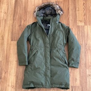 The North Face Green Winter Jacket with Fur Hood